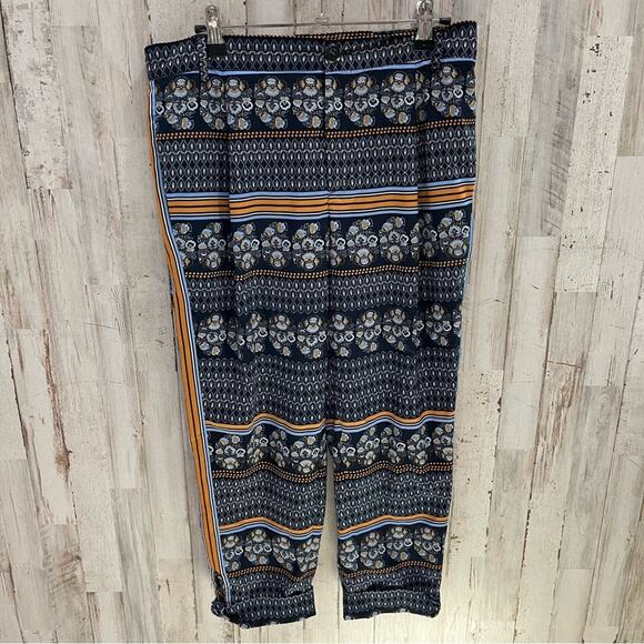 Elevenses Anthro Palazzo Geometric Multicolor Print Flowy Pants Womens Size 4 - Picture 1 of 8